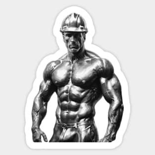 Muscular Hunk Wearing A Hard Hat Sticker